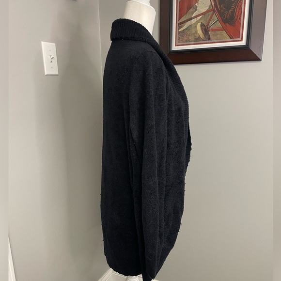 Barefoot Dreams Sweater Womens Large Black CozyChic Lite Circle Cardigan - Picture 3 of 5